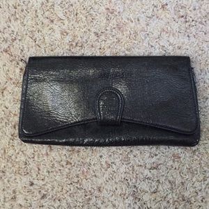 Express black faux leather clutch